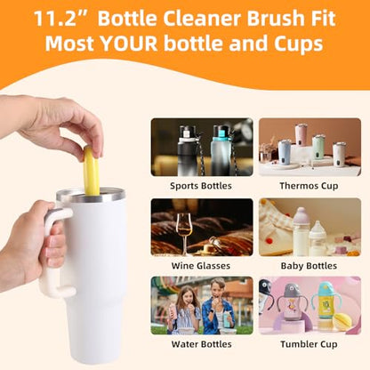 3 Pack Cleaner Brush Kit for Stanley, Bottle Cleaner Brush Set with Straw Brush Cleaner and Cup Lid Cleaning Brush for Stanley Cup, Tumbler Cups, Drinking Glass (Yellow) - color: Yellow