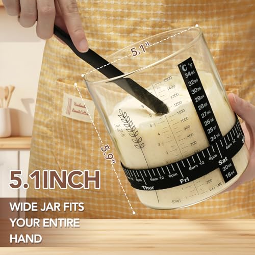 50oz Sourdough Starter Jar Kit, Wide Mouth Sourdough Jar | Sourdough Starter Kit & Sourdough Bread Baking Supplies, Sour Dough Starter Jars for Beginners and Pro(1 Pack) - size: Wide mouth- 1 Pack