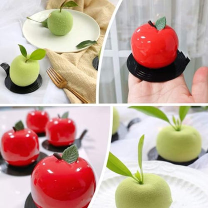 OCPO KITCHEN Apple Silicone Mold for Baking Mousse Cake Dessert Pastry Chocolate Fruit Pudding Jelly Ice Cream Christmas Cake Decoration Mold, Non-Stick and Easy Release, Apple Shape (8-Cavity) - style: Apple (8-Cavity)