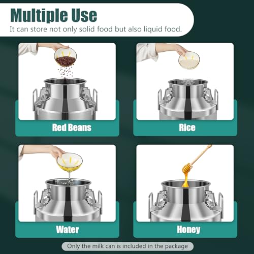 Stainless Steel Milk Can, 60L fermentation barrel wine barrel fermenter, 15.85 Gallon Milk Can Tote Jug with Sealed Lid Heavy Duty, self-brewed wine sealed making equipment for Milk and Wine