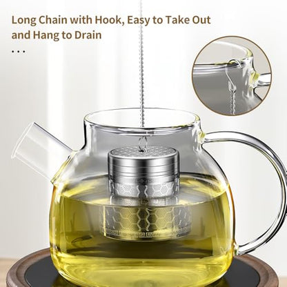 2Pack Tea Infusers for Loose Tea, Extra Fine Mesh 316 Stainless Steel Tea Strainers, Loose Leaf Tea Steeper Tea Diffuser Tea Holder with Extended Chain Hook and Drip Tray (Large + Extra Small) - size: Large + Extra Small
