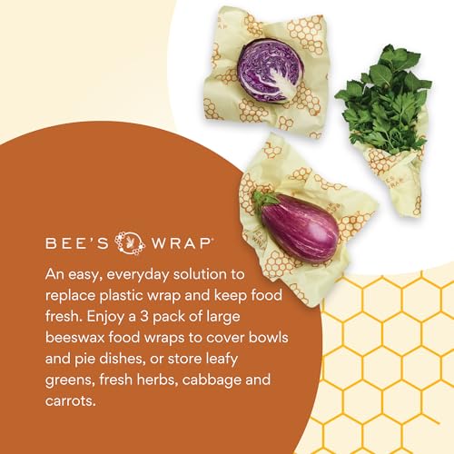Bee's Wrap Beeswax Wraps for Food - 3 Pack of Large Beeswax Wraps - Plastic Free Made in USA Reusable Natural Food Wrap - Honeycomb Print - style: Honeycomb Large 3 Pack