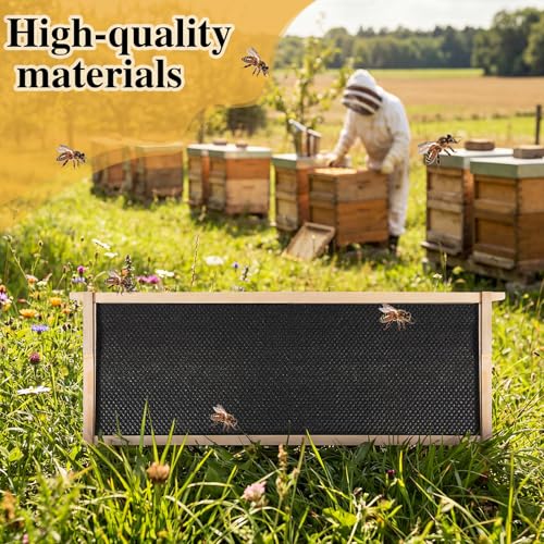 Yuntau 40 Pack Deep Beehive Frames and Foundations Beeswax Coated Food Grade Sheets Cedar Wood Unassembled Frames for Langstroth Deep Brood Boxes Easy to Assemble(Black,19 x 17.6 x 6.3 Inches) - color: Black, size: 19 x 17.6 x 6.3 Inches