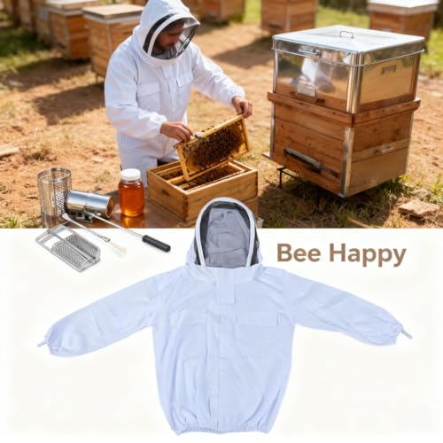 Beekeeping Suit Set XXL Jacket Gloves and Tools Kit, Ventilated Protective Gear for Men and Women - Heavy Duty Veil, Breathable Costume, Ideal for Professional Beekeepers