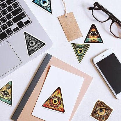 Yoksas 50Pcs Eye of Providence Stickers - Waterproof Vinyl Mysterious All Seeing Eye Aldults Stickers for Laptops,Water Bottles,Scrapbooking,Journals,Bumper - color: All Seeing Eye