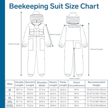 Professional Bee Suits for Men & Women with Round Veil, Beekeeping Suit with Ventilated Glove, Beekeeper Suit Bee Outfit for Backyard and Bee Keeper M - size: M for 4'11"-5'3"