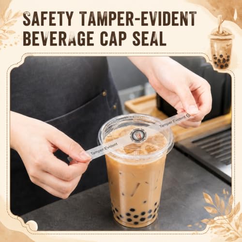 Zonon 600 Pcs Safe Secure Tamper Evident Seals for Drink Lids, Food Delivery Stickers Sealed for Freshness Labels Drink Food Coffee Milk Tea Ice Cream Seal Stickers 600 Pieces Per Roll (Transparent) - color: Transparent