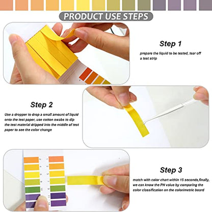 pH Test Strips, Universal Indicator Litmus Paper, Acid Alkali Test Paper, pH 1-14, for Water, Soil, Cosmetic (3)