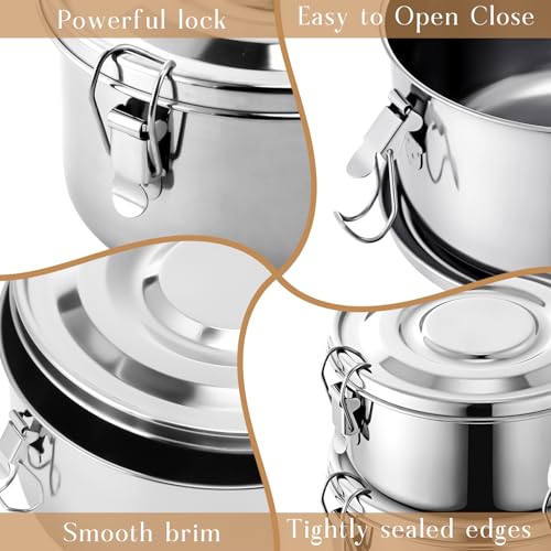 4 Pcs Stainless Steel Bento Box Bulk 101 oz Reusable 304 Stainless Steel Food Storage Containers with Lockable Clips to Leak Proof, Dishwasher Safe - size: 101 oz