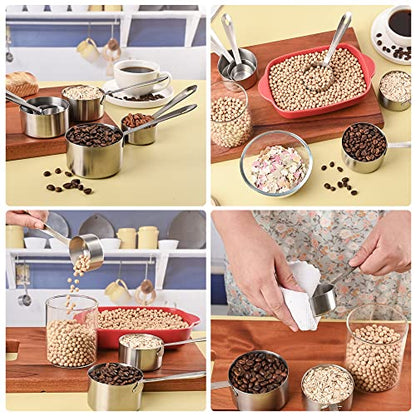 Measuring Cups and Spoons Set of 12, Stainless Steel Stackable Measuring Cups and Spoons Set With Leveler, Metal Measuring Spoons and Cups for Dry or Liquid Ingredients During Kitchen & Baking - color: B01: Siliver-5Cups+6Spoons