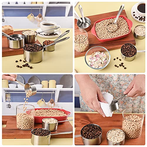 Measuring Cups and Spoons Set, 18/8 Stainless Steel Measuring Cups and Spoons, Metric & US Metal 7 Kitchen Measure Cups & 6 Measuring Spoons, Baking Measuring Tools Set 13