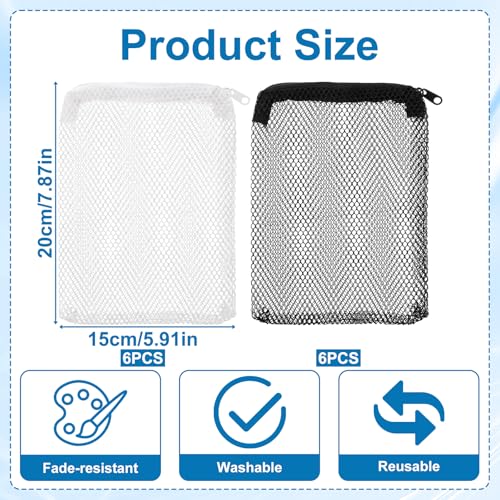 12 Pcs Aquarium Filter Media Bags, 8' X 6'' Extra Fine Mesh Bag Reusable | Aquarium Filter Media Bags with Zipper for Fish Tank Activated Carbon, Ceramic Rings