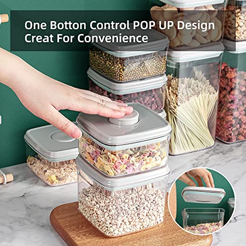 Ankou Food Airtight Containers (1500ml) 1.5 Qt Pop Up Food Formula Container With Lids, Bpa-Free One Button Open Stackable Container for Coffee Tea Brown Sugar Cereals - 8 Labels - Clear - color: 1.5 QT