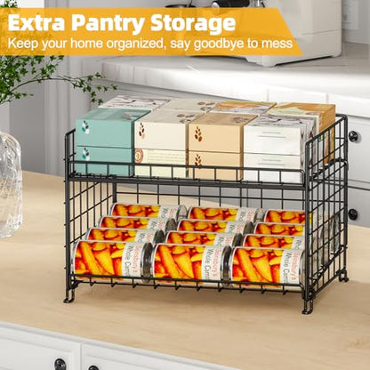 JKsmart 3-Pack Stackable Rack Organizer, Can Rack Storage for Kitchen Pantry Cabinet Holds Up to 64 Cans, 2-Tier Can Holders for Food, Multifunctional Dispenser for Snacks Soda - size: 2Tier-3 Pack