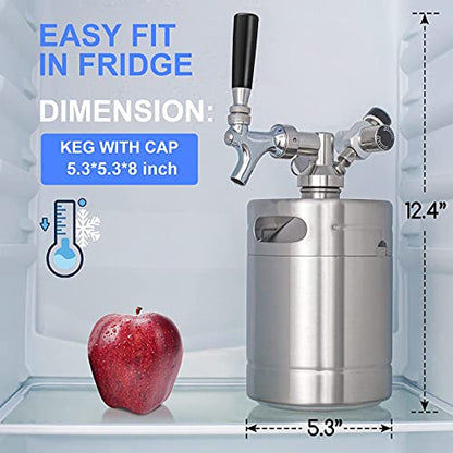 GANCOWISE 64OZ Mini Keg Growler, Pressurized Home Dispenser System with Self-Closing Design Faucet Keeps Carbonation and Fresh for Homebrew, Craft and Draft Beer - size: 64oz