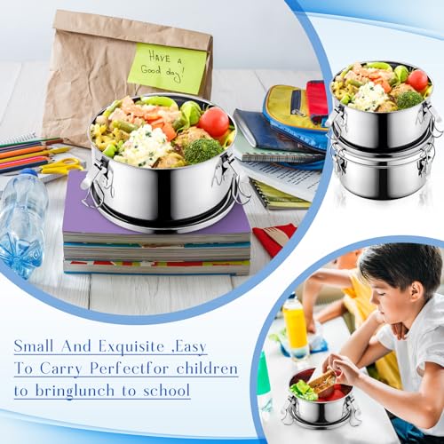 4 Pcs Small Stainless Steel Bento Box Bulk 13 oz Reusable 304 Stainless Steel Food Storage Containers with Lockable Clips to Leak Proof, Dishwasher Safe - size: 13 oz