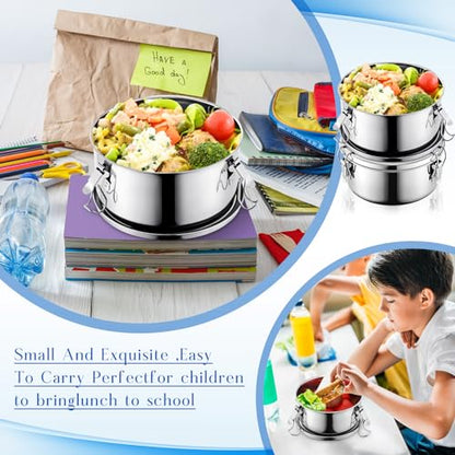 4 Pcs Small Stainless Steel Bento Box Bulk 13 oz Reusable 304 Stainless Steel Food Storage Containers with Lockable Clips to Leak Proof, Dishwasher Safe - size: 13 oz