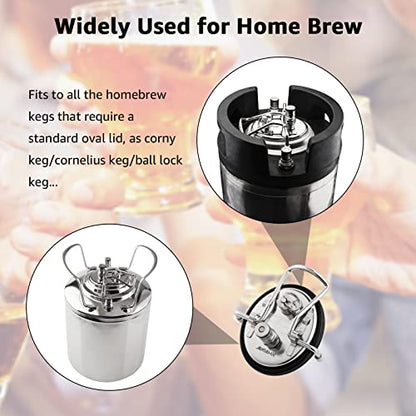 Carbonation Lid for Cornelius Corny Kegs with 20" Silicon Tube & 1 Micron Keg Diffusion Stone