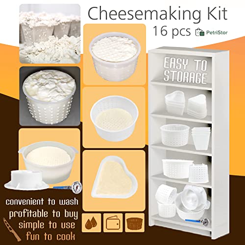 16 pcs Cheese Making Kit for Beginners - Soft Cheese Form Molds for Cheese Making + Thermometer + Hard Cheese Mold with a Follower - Cheese Making Supplies - Moldes Para Queso Fresco Casero №5