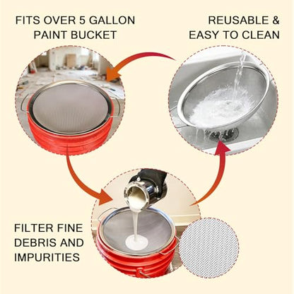 Fine Mesh Paint Strainer 60 Mesh Stainless Steel Paint Filter Emulsion Honey Funnel Filter Cover Fits 5 Gallon Paint Bucket Filter Tool Insert Strains (1 pc) - size: 1 pc
