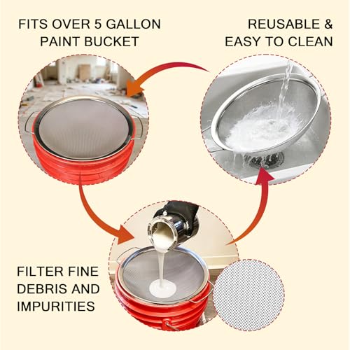 Fine Mesh Paint Strainer 60 Mesh Stainless Steel Paint Filter Emulsion Honey Funnel Filter Cover Fits 5 Gallon Paint Bucket Filter Tool Insert Strains (2 pcs) - size: 2 pcs