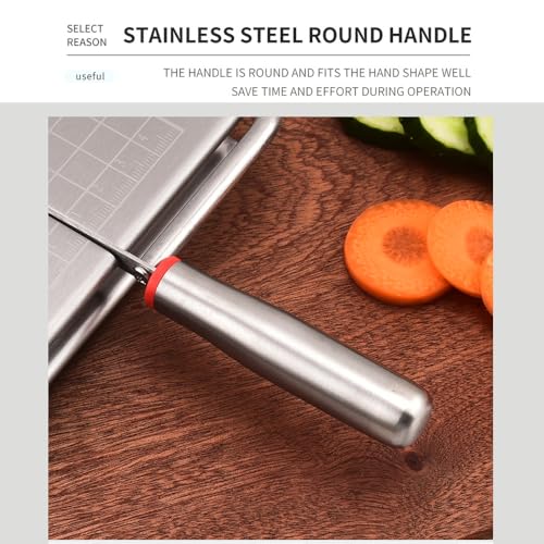 Stainless Steel Cheese Slicer with Block Cheese Blade, Cutting Board with Precise Measurements, Multi-purpose Slicing Tool for Blocks of Cheese, Butter, and Sausage., conventional, Silver