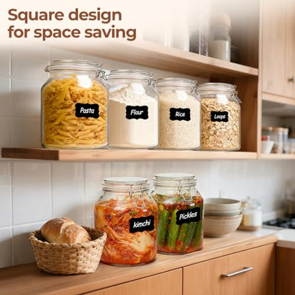 ComSaf 2 Pack 0.7 Gallon (88 Oz) Large Glass Jars with Airtight Lids, Wide Mouth Fermenting Jar for Pantry, Bulk Food Storage Canister for Flour, Sourdough Starter, Pickling, with Scoop - size: 88oz*2