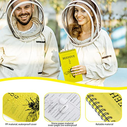 PerKoop 6 Pack Beekeeping Log Book Beekeepers Tracking Journal Beehive Log Waterproof Bee Hive Inspection Notebook Gift for Beekeepers Honey Bee Farming Tracker, 4 x 7.5 Inch