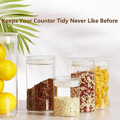 ZENS 15oz Glass Food Storage Jars Set of 3, Clear Glass Canisters with Airtight Lids, Small Container Spice Jars for Kitchen Herbs, Sugar, Blooming Tea, Candy - size: 4-15oz 3Pack
