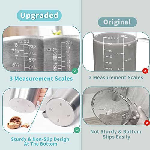 Measuring Cup, [Upgraded, 3 Measurement Scales, Including Cup Scale, ML Scale, Ounce Scale], Newness Stainless Steel Measuring Cup with Marking with Handle, 64 Ounces (2.0 Liter, 8 Cup) - size: 64 OZ (8 Cup, 2000 ML)