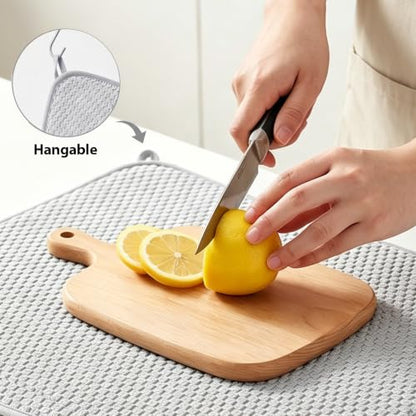3 Pcs Extra Large Size Dish Drying Mat,Absorbent Microfiber Dishes Drainer Mats,30×24" Inch Pads for Kitchen Counter,Coffee,Rack,Under Sink,Light Gray - size: 3PCS 30×24 inch