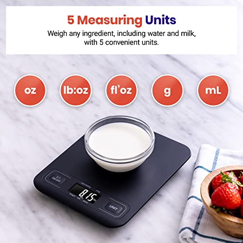 Etekcity Food Kitchen Scale, Digital Mechanical Weighing Scale,Grams and Ounces for Weight Loss, Baking, Cooking, Keto and Meal Prep,Packages, Liquids, Jewelry, LCD Display, Medium, Black - color: Midnight Black