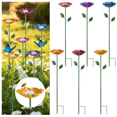 MYMULIKE Bee Watering Station for Garden, 4 Pack Bee Bath Cups for Garden Decor, Butterfly Feeder to Attract Pollinators as Watering Station