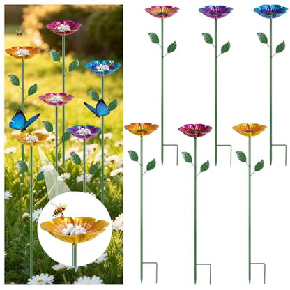 MYMULIKE Bee Watering Station for Garden, 4 Pack Bee Bath Cups for Garden Decor, Butterfly Feeder to Attract Pollinators as Watering Station