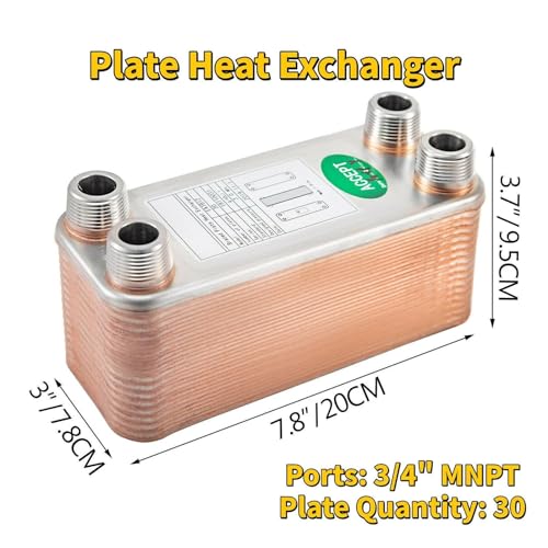 Heat Exchanger, 30 40 60 Plates Heat Exchanger Wort Chiller Stainless Steel Homebrew Brewing Beer Cooler Counterflow Chiller Water Heating for Floor Heating, Water Heating, Snow Melting(30 Plates) - color: 30 Plates