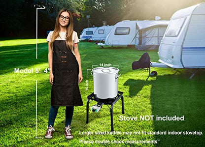 CONCORD 42 QT Stainless Steel Stock Pot w/Basket. Heavy Kettle. Cookware for Boiling (42) - size: 42 Quarts