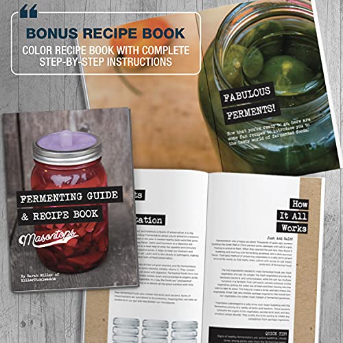 Masontops Complete Mason Jar Fermentation Kits - Wide & Reg Bundle Vegetable Fermenting Set - DIY Equipment Essentials