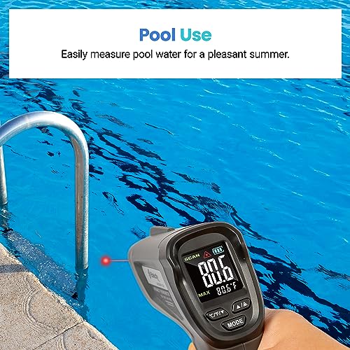 Etekcity Temperature Gun Infrared Thermometer -58°F 1130°F, Digital Laser Heat Gun with Adjustable Emissivity & Max Measure for Pizza Ovens, Griddles, Meat, Refrigerators, Engine, HVAC, Kitchen & Pool - color: Gray, style: Classic