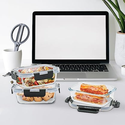 GULFLIN 24-Piece Small Glass Food Storage Containers with Lids Airtight, 1.5 Cup Meal Prep Containers Set, Microwave&Dishwasher Safe, Leak-Proof, BPA-Free, Grey - color: 12oz,Same Size - 12 Pack,Grey Set
