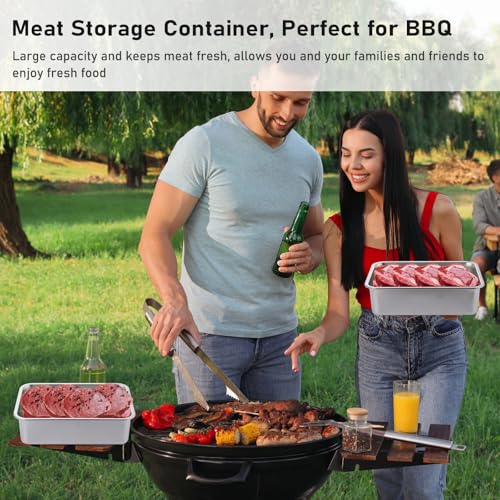BSTKEY Pizza Dough Proofing Box, Stackable Stainless Steel Food Storage Box Container with Lid, Fits 4-6 Dough Balls, 14.1 x 10.6 Inch Large Capacity Household Pizza Dough Container