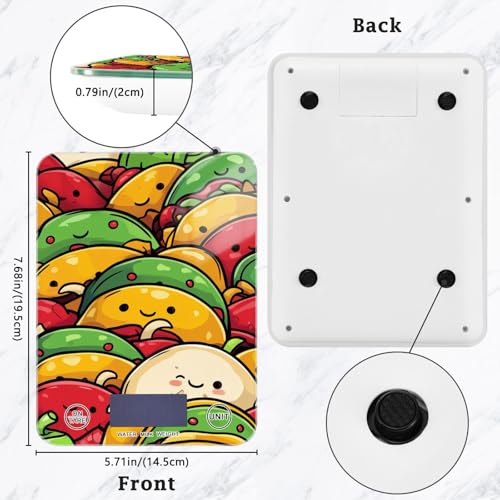 Food Scale Kitchen Scale for Baking Cooking Digital Food Weighing Measuring Scale Small Waterproof Electric Food Scale Cute Cartoon Mexican Tacos - color: Cute Cartoon Mexican Tacos