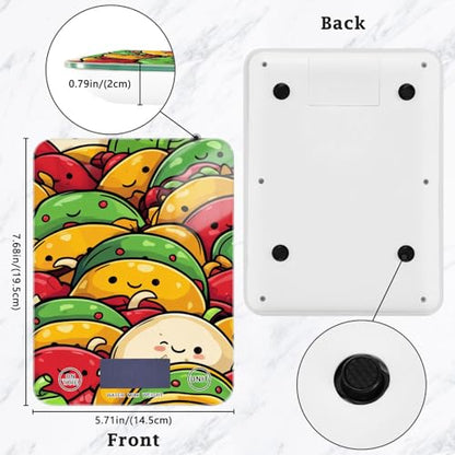 Food Scale Kitchen Scale for Baking Cooking Digital Food Weighing Measuring Scale Small Waterproof Electric Food Scale Cute Cartoon Mexican Tacos - color: Cute Cartoon Mexican Tacos