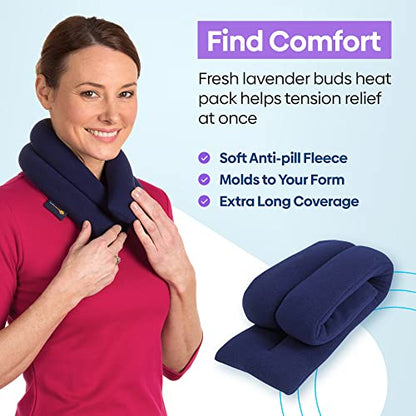 SunnyBay Microwave Heating Pad, Microwavable Heated Neck and Shoulder Wrap, Soothing Weighted Moist Heat or Ice Pack with Flaxseed and Lavender, 26x5 Inches, 2.5 lbs, Navy Blue - color: Lavender - Navy Blue