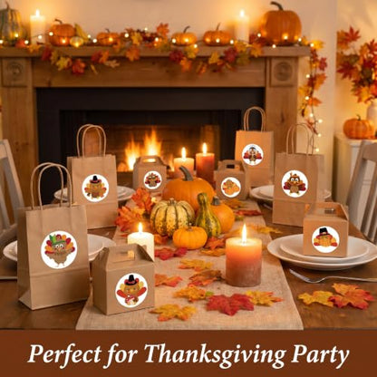 500pcs/Roll Cute Thanksgiving Turkey Stickers 1 Inch Round Autumn Fall Gift Labels Treats Bag Classroom Rewards Envelope Seals Decor - color: 500pcs- Turkey Pattern