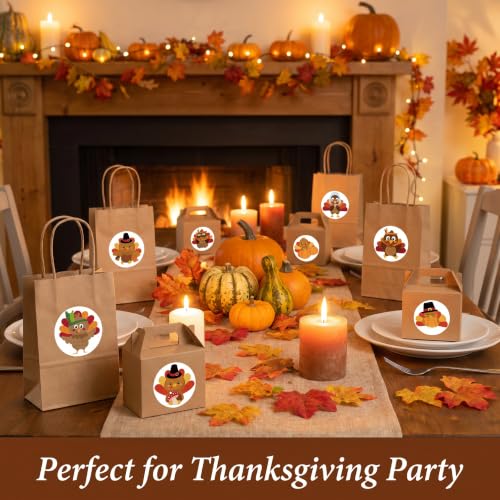 500pcs/Roll Cute Thanksgiving Turkey Stickers 1 Inch Round Autumn Fall Gift Labels Treats Bag Classroom Rewards Envelope Seals Decor - color: 500pcs-handmade With Love