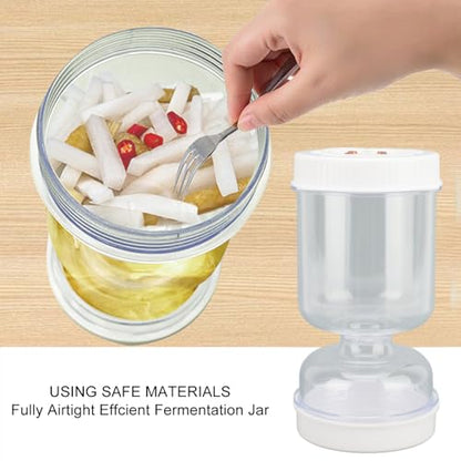 Agatige Glass Pickle Jar with Strainer Flip, 25oz Leakproof Olive Pickle Hourglass Jar Dry Wet Separation Juice Separator Storage Container for Storage Pickles, Gherkin Jalapeno