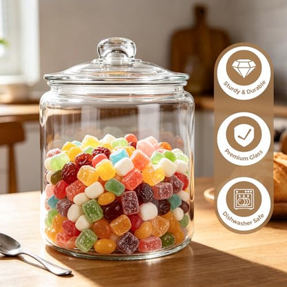 Masthome 1 Gallon Glass Jar with Lid,Large Glass Cookie Jar,Wide Mouth,Dishwasher Safe,Large Clear Jar,Storage Containers with Lids For Flour,Nuts,Cookies,Snacks - color: Glass Storage Jars Set