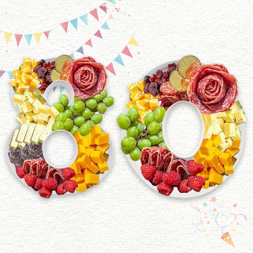 Charcuterie Cardboard Number Fillable Shaped Treat Decorative Box Anniversary Birthday Table Centerpiece (80 Style, 9inch) - size: 9inch, style: 80 Style
