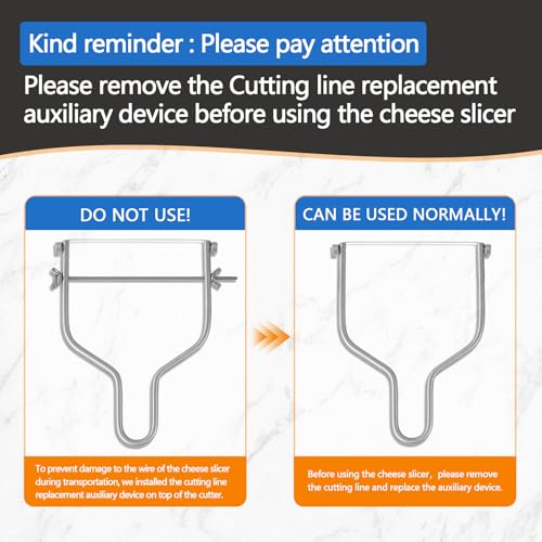 Cheese Slicer & Cheese Cutter Stainless Steel Cheese Slicers with Cutting Wire replacement device & 4 Replacement Wires.for Block Cheese, Butter & Fruit etc.