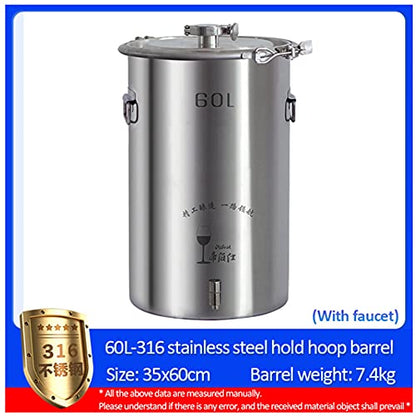 60L 304/316 New stainless steel fermentation barrel wine barrel fermenter self-brewed wine sealed barrel wine making equipment (316 with tap) - size: 316 with tap